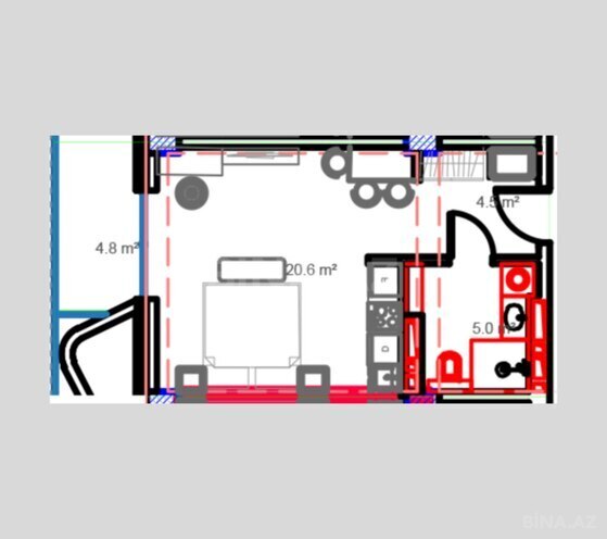 Продается 1-комн. новостройка 41 м², пос. Нардаран, photo 9 from 10
