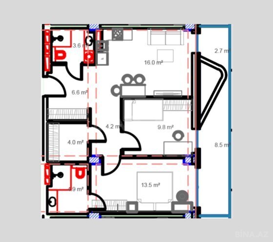 Satılır 3 otaqlı yeni tikili 86.1 m², Nardaran q., photo 8 from 9