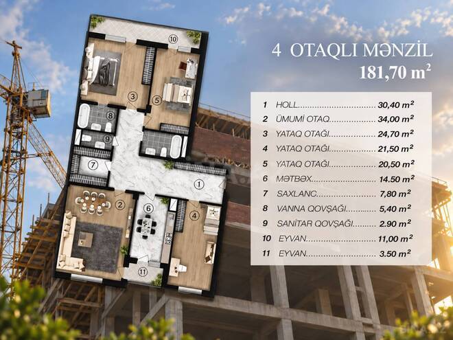 Продаётся 4-комн. новостройка 185 м², м. 28 мая, photo 6 from 7