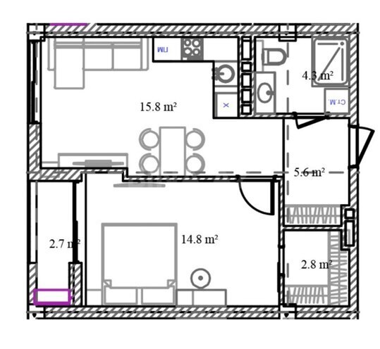 Satılır 1 otaqlı yeni tikili 53 m², Sea Breeze q., photo 5 from 7
