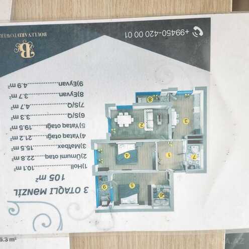 Satılır 3 otaqlı yeni tikili 106 m², Şah İsmayıl Xətai m., photo 3 from 22