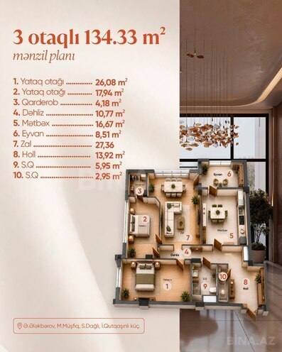 Satılır 3 otaqlı yeni tikili 134.3 m², Elmlər Akademiyası m., photo 1 from 9
