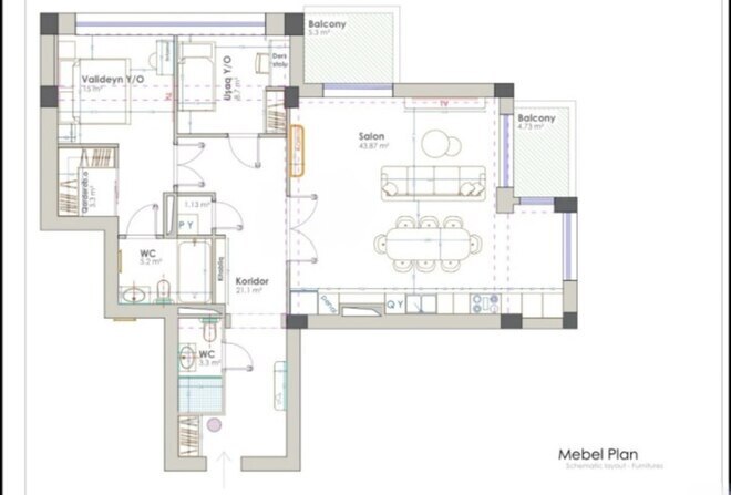 Продается 3-комн. новостройка 128.8 м², м. Кероглу, photo 21 from 29