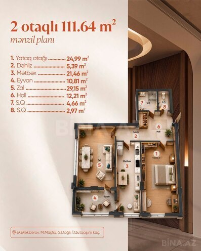 Satılır 2 otaqlı yeni tikili 111.6 m², Elmlər Akademiyası m., photo 1 from 9