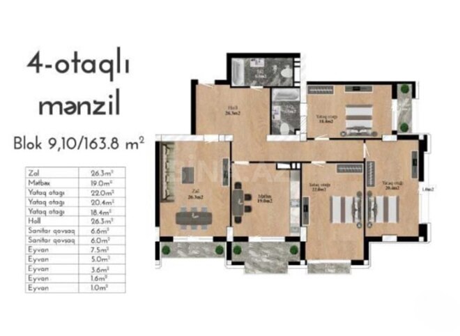 Продаётся 4-комн. новостройка 164 м², м. Низами, photo 5 from 8