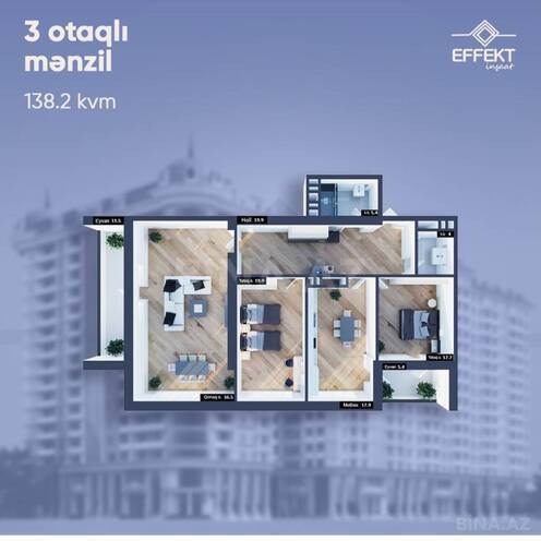 Satılır 3 otaqlı yeni tikili 137 m², Nərimanov r., photo 4 from 11