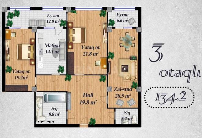 Satılır 3 otaqlı yeni tikili 134.2 m², Gənclik m., photo 9 from 14