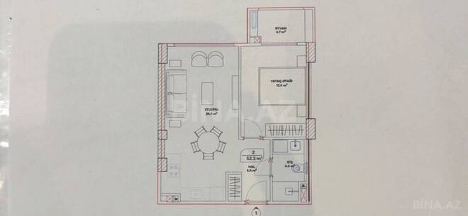 Satılır 2 otaqlı yeni tikili 52.3 m², Zığ q., photo 3 from 6