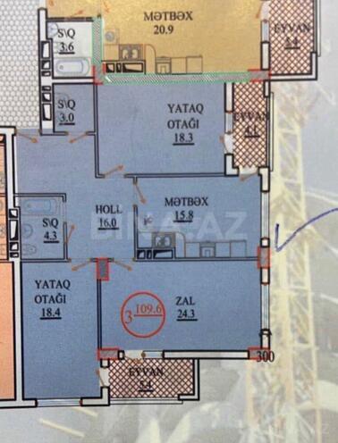 Satılır 3 otaqlı yeni tikili 110 m², Memar Əcəmi m., photo 3 from 11