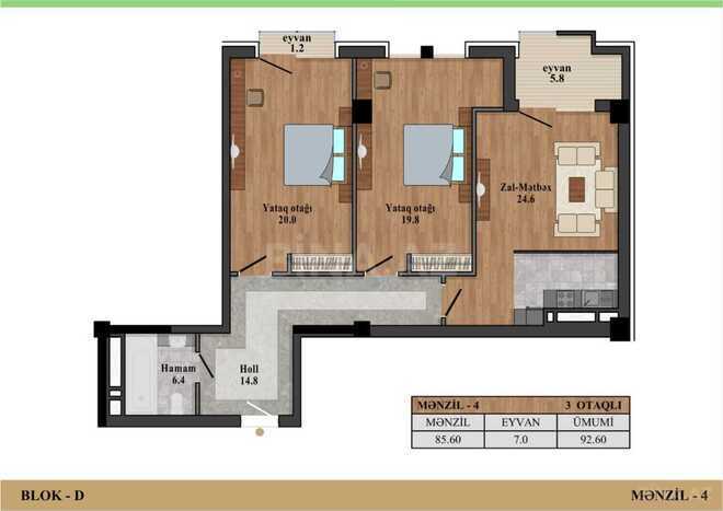 Продаётся 2-комн. новостройка 93 м², Насиминский  р., photo 3 from 11