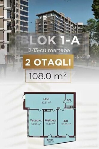 Satılır 2 otaqlı yeni tikili 108 m², Nizami m., photo 4 from 7