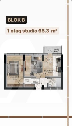 Satılır 1 otaqlı yeni tikili 65.3 m², Şah İsmayıl Xətai m., photo 5 from 6