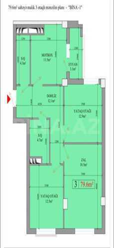Satılır 3 otaqlı yeni tikili 80 m², Suraxanı q., photo 7 from 13