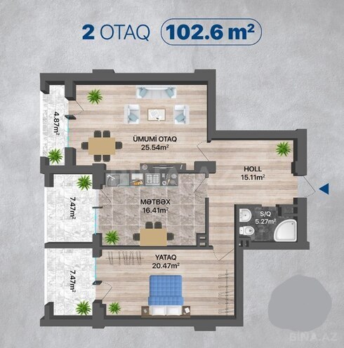 Satılır 2 otaqlı yeni tikili 102.6 m², Nəriman Nərimanov m., photo 3 from 6