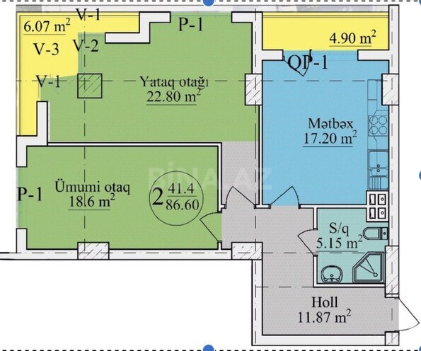 Satılır 2 otaqlı yeni tikili 86.6 m², Nəriman Nərimanov m., photo 3 from 6