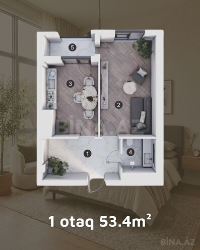 Satılır 1 otaqlı yeni tikili 54 m², Ulduz m., photo 3 from 12