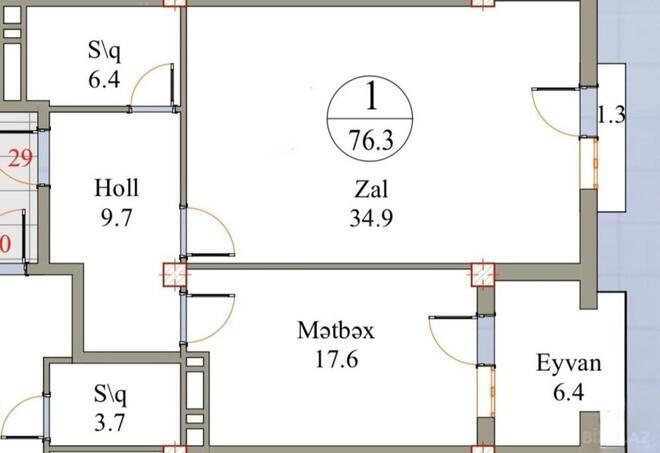 Продаётся 1-комн. новостройка 77 м², Насиминский  р., photo 10 from 13