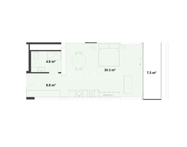 Продаётся 1-комн. новостройка 57.7 м², пос. Нардаран, photo 3 from 22