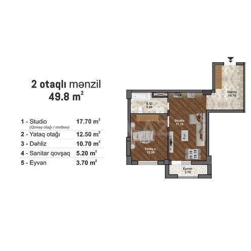 Продается 2-комн. новостройка 49.8 м², пос. Мамедли, photo 3 from 7