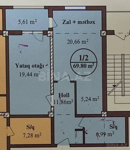 Satılır 2 otaqlı yeni tikili 69 m², Qara Qarayev m., photo 10 from 12