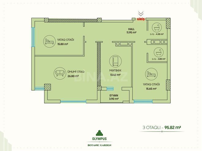 Satılır 3 otaqlı yeni tikili 96 m², Yasamal q., photo 10 from 11