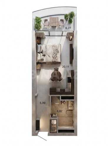 Продается 1-комн. новостройка 39.2 м², пос. Нардаран, photo 3 from 28