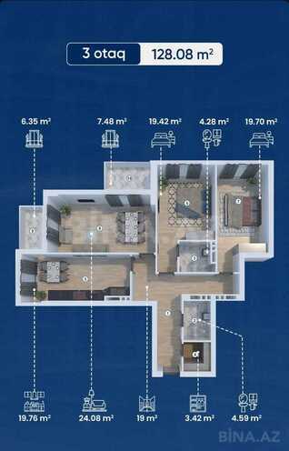Satılır 3 otaqlı yeni tikili 129 m², Koroğlu m., photo 3 from 9