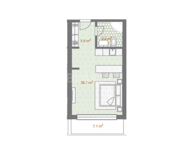 Продаётся 1-комн. новостройка 57.8 м², пос. Нардаран, photo 3 from 12