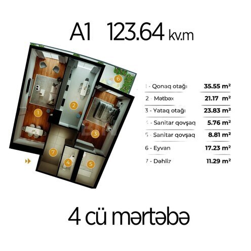 Продается 3-комн. новостройка 124 м², Бинагадинский р., photo 3 from 9