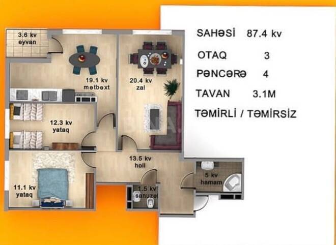 Продаётся 3-комн. новостройка 88 м², пос. Биладжары, photo 5 from 21