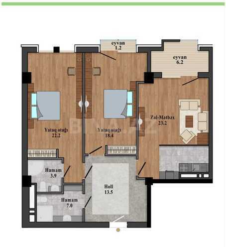 Satılır 3 otaqlı yeni tikili 96 m², Nəsimi r., photo 3 from 11