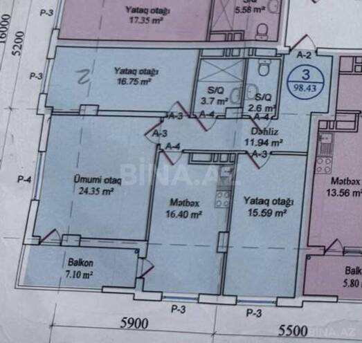Продаётся 3-комн. новостройка 100 м², м. Кара Караев, photo 4 from 11