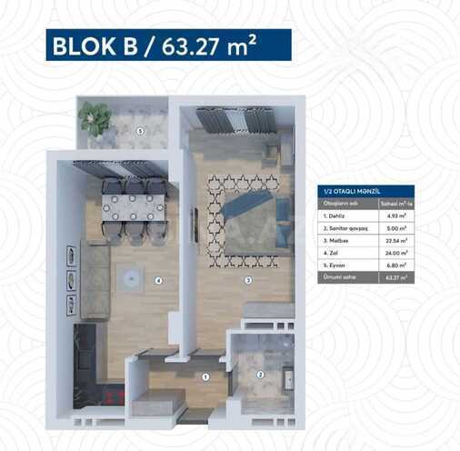 Satılır 2 otaqlı yeni tikili 65 m², Koroğlu m., photo 3 from 17