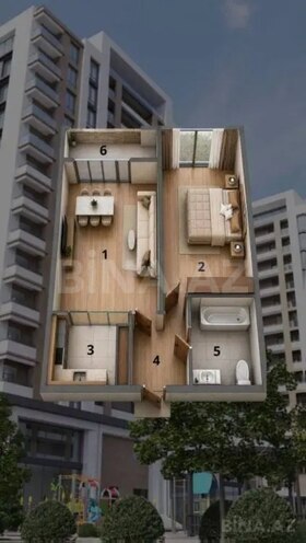 Satılır 1 otaqlı yeni tikili 53.4 m², Ulduz m., photo 6 from 7