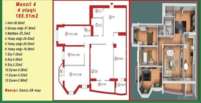 Satılır 4 otaqlı yeni tikili 186 m², 28 May m., photo 19 from 23