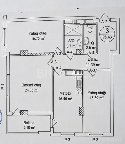 Продаётся 3-комн. новостройка 100 м², м. Кара Караев, photo 5 from 11