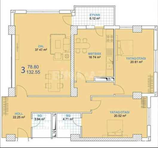 Продаётся 3-комн. новостройка 133 м², м. Нариман Нариманов, photo 6 from 14