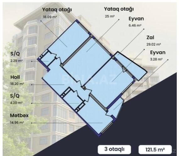 Satılır 3 otaqlı yeni tikili 121.5 m², Nizami m., photo 16 from 17