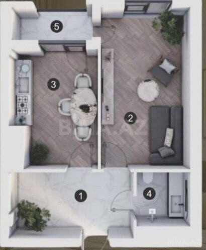 Продаётся 1-комн. новостройка 53.4 м², м. Улдуз, photo 6 from 7
