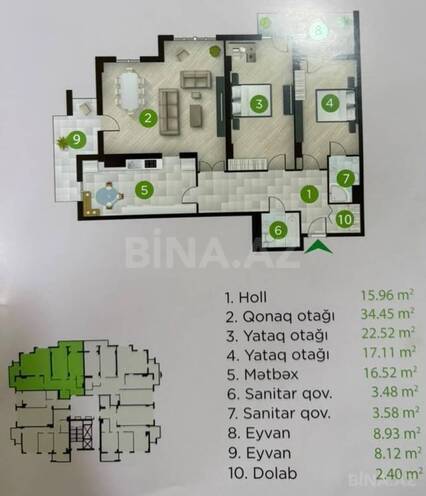 Satılır 3 otaqlı yeni tikili 147.3 m², Nizami m., photo 8 from 9