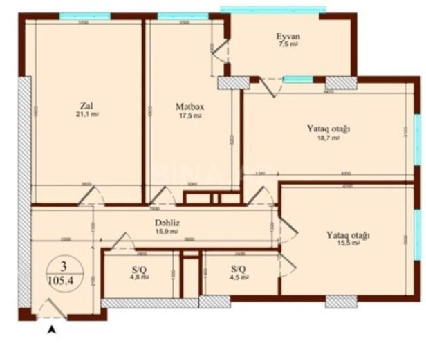 Satılır 3 otaqlı yeni tikili 105 m², Nəriman Nərimanov m., photo 4 from 7