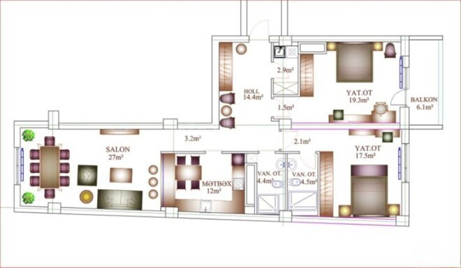 Продаётся 3-комн. новостройка 119 м², м. Гянджлик, photo 4 from 11