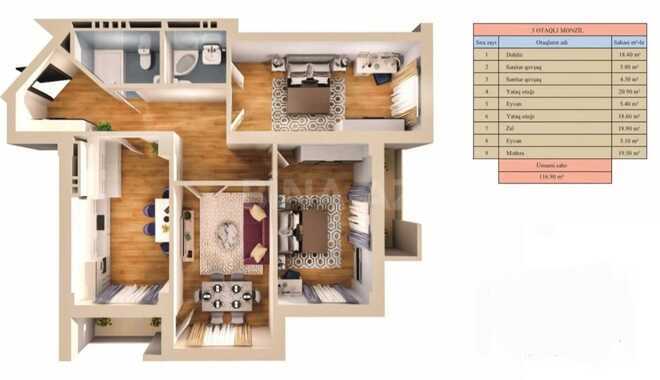 Продается 4-комн. новостройка 117 м², м. Нариман Нариманов, photo 15 from 31