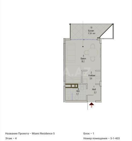 Satılır 1 otaqlı yeni tikili 40.7 m², Sea Breeze q., photo 6 from 10