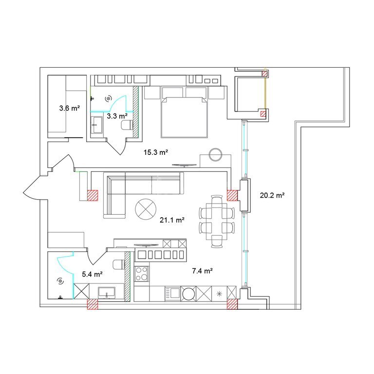 2 otaqlı yeni tikili - Nardaran q. - 91.2 m² (11)