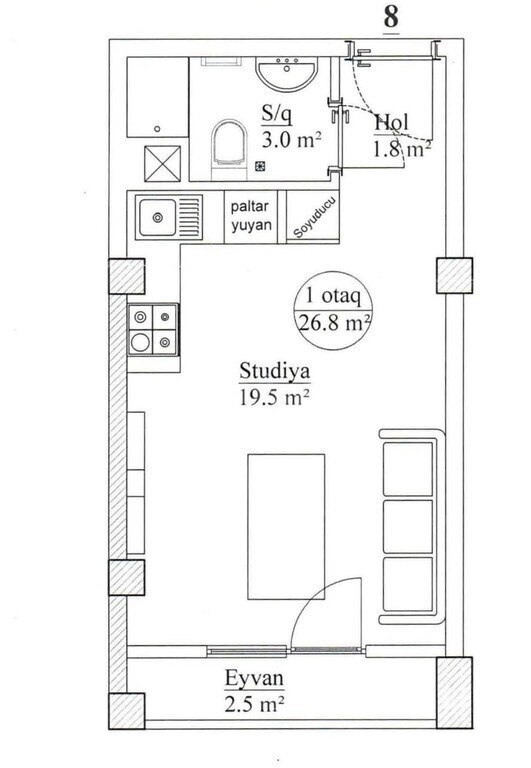 1 otaqlı yeni tikili - 20 Yanvar m. - 27 m² (8)