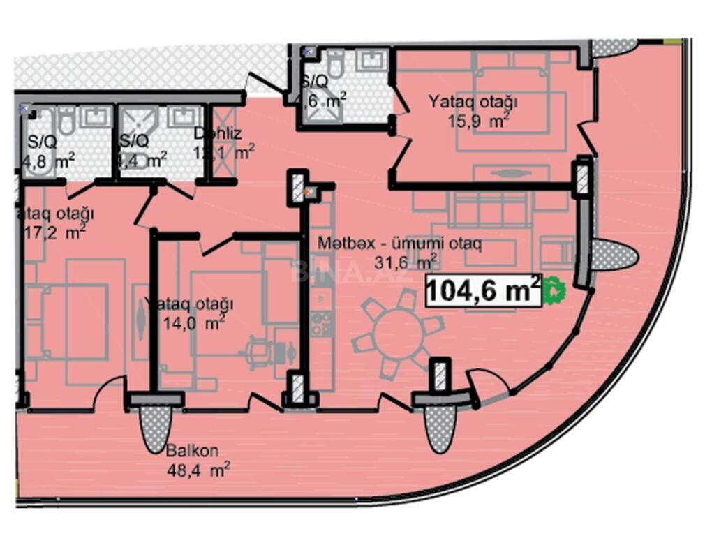 4 otaqlı yeni tikili - Sea Breeze q. - 153 m² (7)