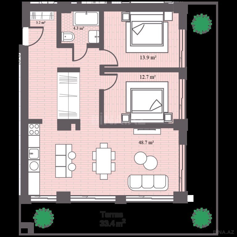 3 otaqlı yeni tikili - Sea Breeze q. - 132.5 m² (7)