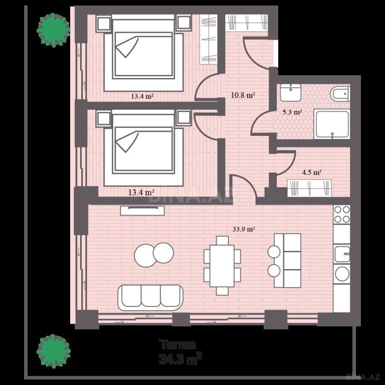 3 otaqlı yeni tikili - Sea Breeze q. - 131.1 m² (6)
