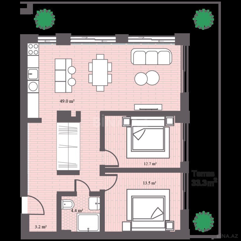 3 otaqlı yeni tikili - Sea Breeze q. - 133.3 m² (6)